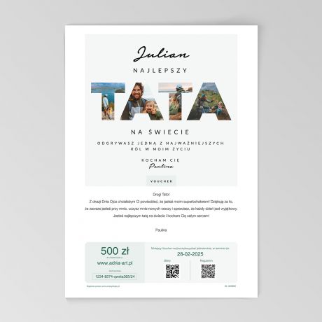 E-voucher na wydarzenie kulturalne Adria Art PREZENT DLA TATY na kwot 500 z voucher na prezent