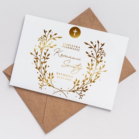 Elegancka kartka z okazji KOMUNII WITEJ kartka na komuni upominek na komuni pamitka komunii witej