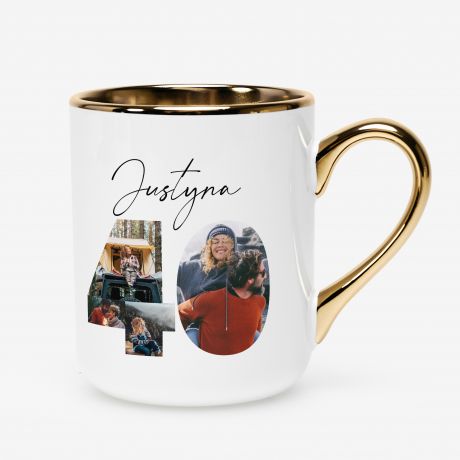 Elegancki kubek na 40 urodziny ze zdj�ciami 