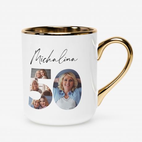 Elegancki kubek na 50 URODZINY ze zdj�ciami