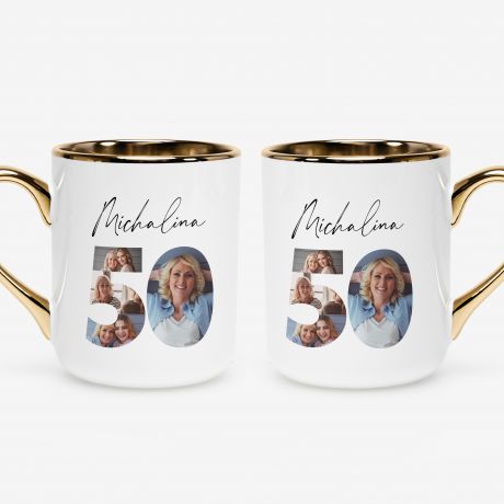 Elegancki kubek na 50 URODZINY ze zdj�ciami
