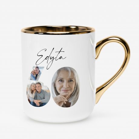 Elegancki kubek na 60 URODZINY ze zdj�ciami