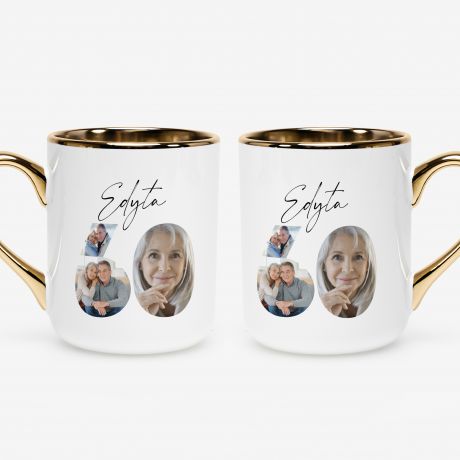 Elegancki kubek na 60 URODZINY ze zdj�ciami