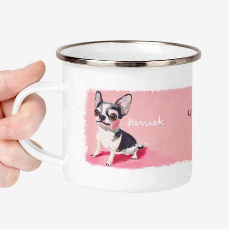 Emaliowany kubek CHIHUAHUA prezent dla mioniczki psw prezent dla psiary personalizowany kubek z psem