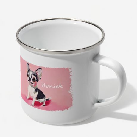 Emaliowany kubek CHIHUAHUA prezent dla mioniczki psw prezent dla psiary personalizowany kubek z psem
