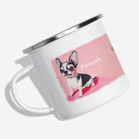 Emaliowany kubek CHIHUAHUA prezent dla mioniczki psw prezent dla psiary personalizowany kubek z psem