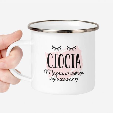 Emaliowany KUBEK DLA CIOCI kubek personalizowany prezent dla cioci prezent dla cioci na urodziny