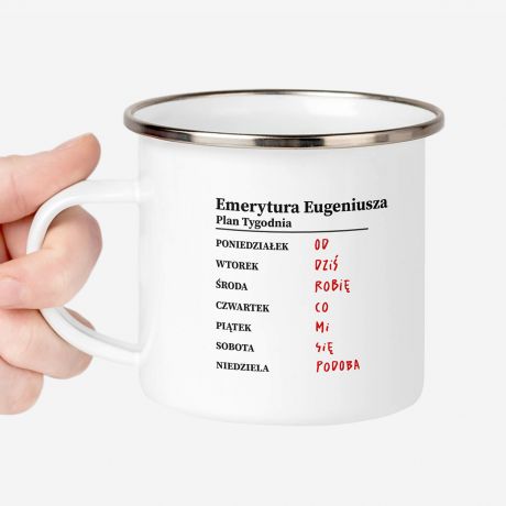 Emaliowany KUBEK DLA EMERYTA kubek na prezent prezent na emerytur kubek z grawerem