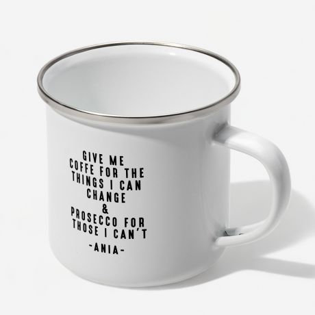 Emaliowany kubek dla kawoszki GIVE ME COFFEE