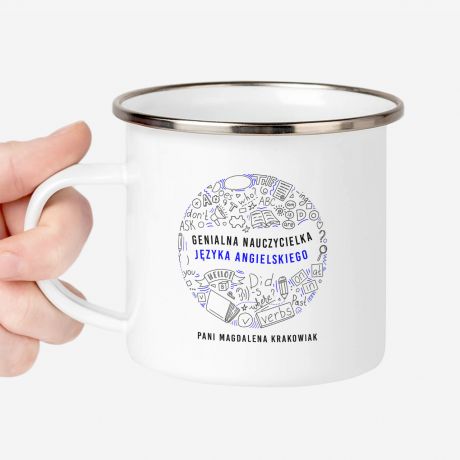 Emaliowany KUBEK DLA NAUCZYCIELA ANGIELSKIEGO