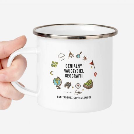 Emaliowany KUBEK DLA NAUCZYCIELA GEOGRAFII