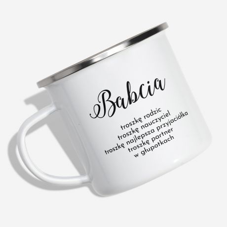 Emaliowany kubek NA DZIE BABCI
