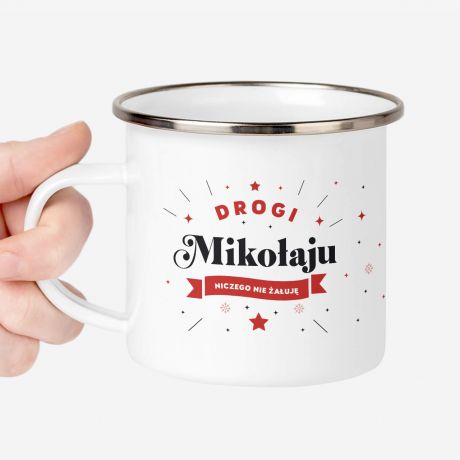 Emaliowany kubek na Mikoajki NICZEGO NIE AUJ kubek na mikoaja kubek mikoajkowy prezent na mikoajki