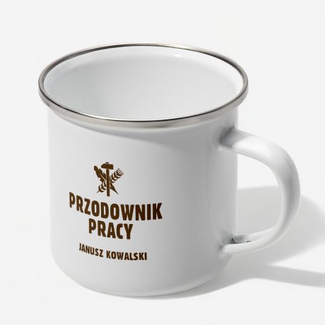 Emaliowany kubek PRZODOWNIK PRACY