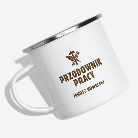 Emaliowany kubek PRZODOWNIK PRACY