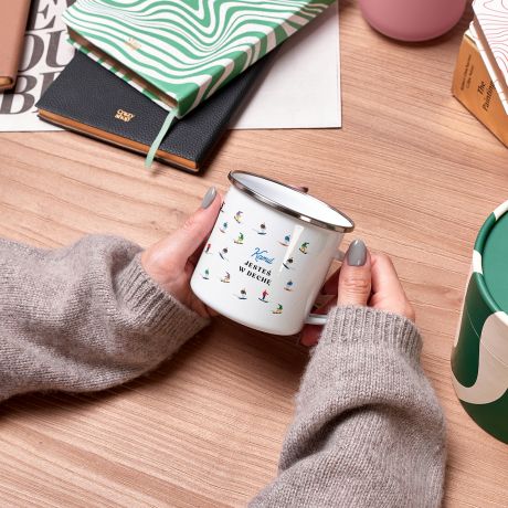 Emaliowany KUBEK SNOWBOARD kubek emaliowany prezent dla snowboardzisty