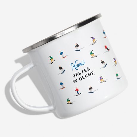 Emaliowany KUBEK SNOWBOARD kubek emaliowany prezent dla snowboardzisty