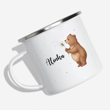 Emaliowany KUBEK Z MISIEM dla dziecka kubek z imieniem prezent dla dziecka personalizowany kubek