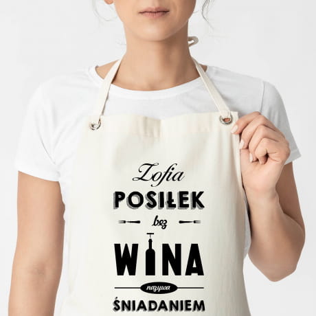 Fartuch personalizowany POSIEK BEZ WINA prezent dla koleanki