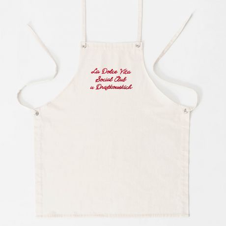 Fartuch z haftem LA DOLCE VITA SOCIAL CLUB fartuch personalizowany fartuchy do gotowania