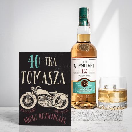 Szkocka whisky Glenlivet z kartk PREZENT NA 40 URODZINY DLA MOTOCYKLISTY