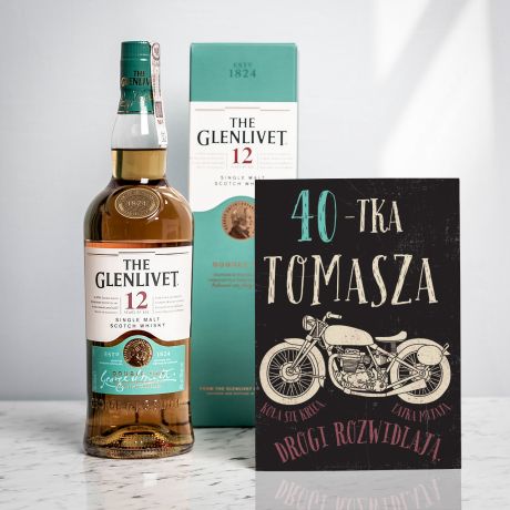 Szkocka whisky Glenlivet z kartk PREZENT NA 40 URODZINY DLA MOTOCYKLISTY