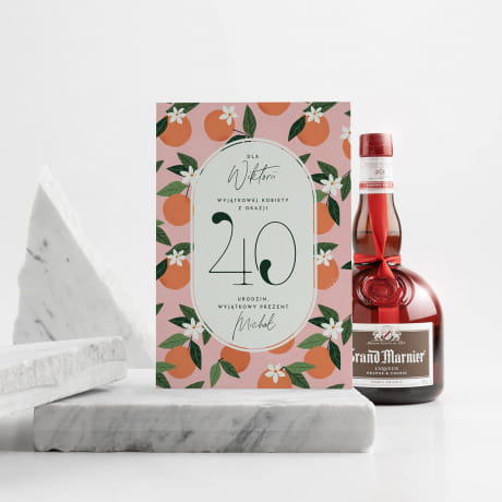 Likier Grand Marnier z personalizowan kartk ZESTAW NA 40 URODZINY DLA NIEJ