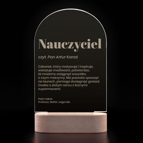 Grawerowana statuetka led dla nauczyciela DEFINICJA