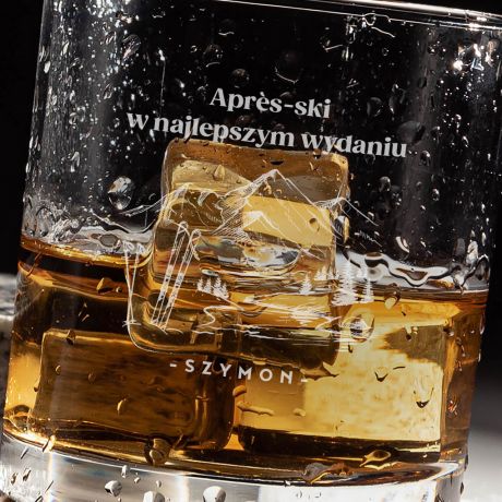 Grawerowana szklanka do whisky APRES-SKI prezent dla narciarza prezent dla konesera whisky personalizowana szklanka