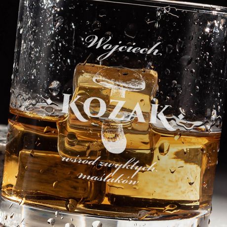 Grawerowana szklanka do whisky KOZAK prezent dla grzybiarza