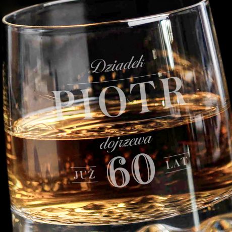 Elegancka szklanka do whisky PREZENT Z OKAZJI 60 URODZIN