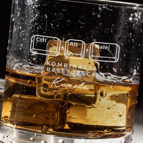 Personalizowana szklanka do whisky RESET prezent dla informatyka