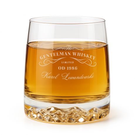 Grawerowana szklanka do whisky z imieniem ELEGANCKI PREZENT DLA FACETA elegancki prezent dla niego