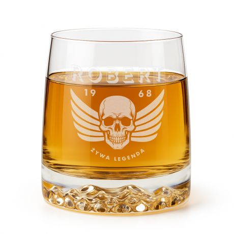 Grawerowana szklanka do whisky �YWA LEGENDA prezent dla motocyklisty na urodziny  szklanka whisky z grawerem