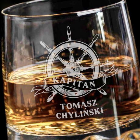 Grawerowana szklanka do whisky PREZENT DLA KAPITANA STATKU