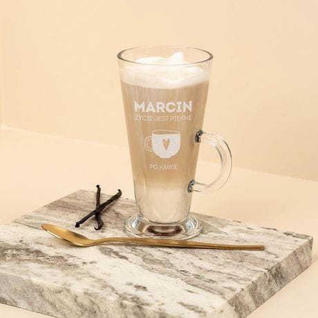 Grawerowana szklanka do latte PREZENT DLA KAWOSZA