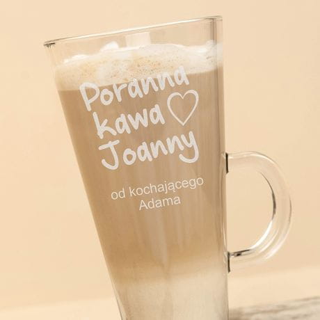 Grawerowana szklanka do latte PORANNA KAWA prezent dla ukochanej