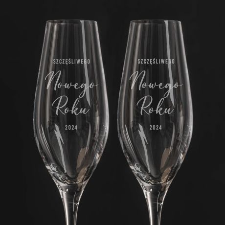 Grawerowane kieliszki do szampana TOAST NOWOROCZNY
