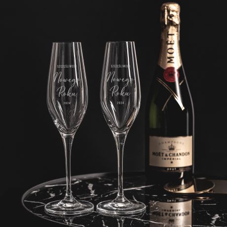 Grawerowane kieliszki do szampana TOAST NOWOROCZNY