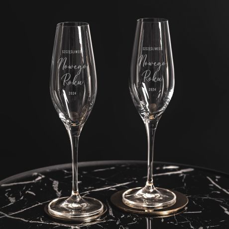 Grawerowane kieliszki do szampana TOAST NOWOROCZNY