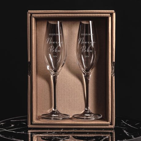 Grawerowane kieliszki do szampana TOAST NOWOROCZNY