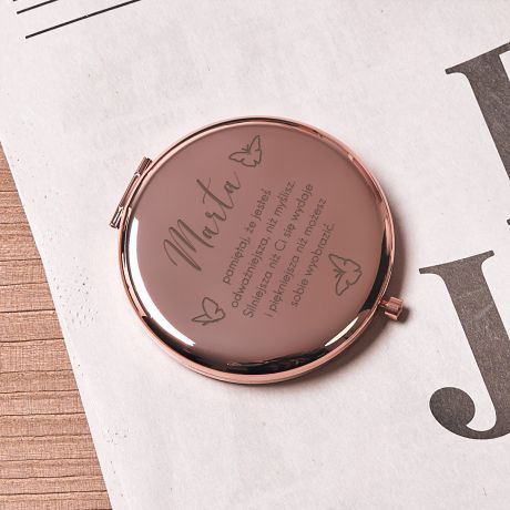 Grawerowane lusterko rose gold WYJTKOWY PREZENT DLA DZIEWCZYNY prezent na urodziny dla dziewczyny