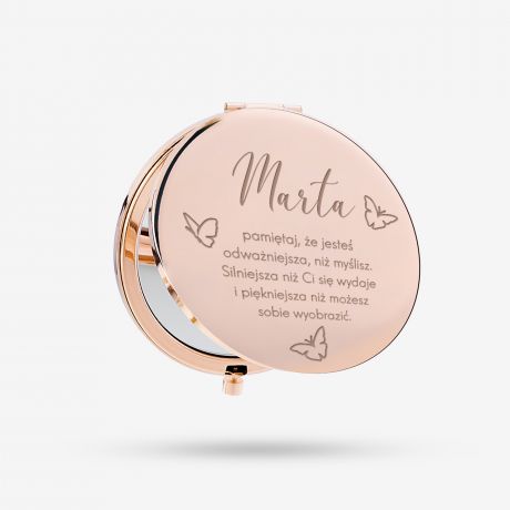 Grawerowane lusterko rose gold WYJTKOWY PREZENT DLA DZIEWCZYNY prezent na urodziny dla dziewczyny