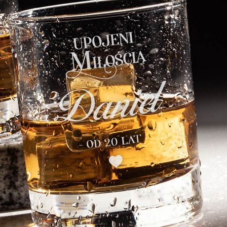 Grawerowane szklanki do whisky PREZENT NA 20 ROCZNIC� �LUBU DLA PRZYJACIӣ