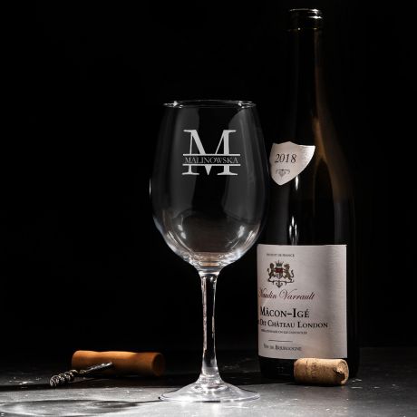 Grawerowany kieliszek do wina Z MONOGRAMEM