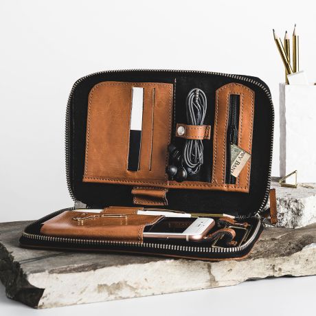 Elegancki organizer skrzany PREZENT DLA MʯCZYZNY Z KLAS prezent dla faceta elegancki prezent dla niego