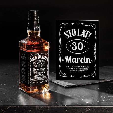 Whiskey na 30 urodziny JACK DANIELS NA PREZENT + kartka personalizowana prezent na 30 urodziny dla mczyzny