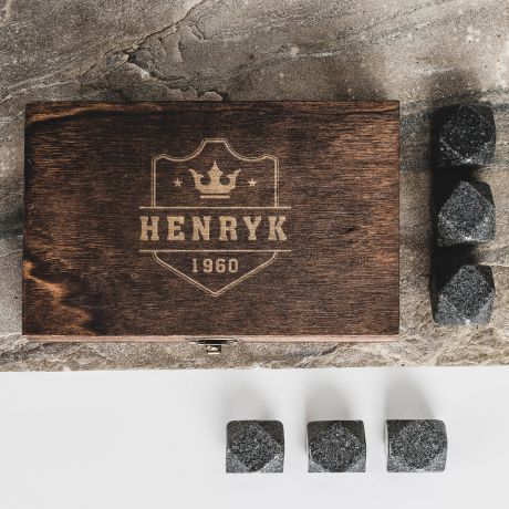 Kamienie do whisky KRLEWSKI ROCZNIK prezent na urodziny prezent dla konesera whisky kostki do whisky