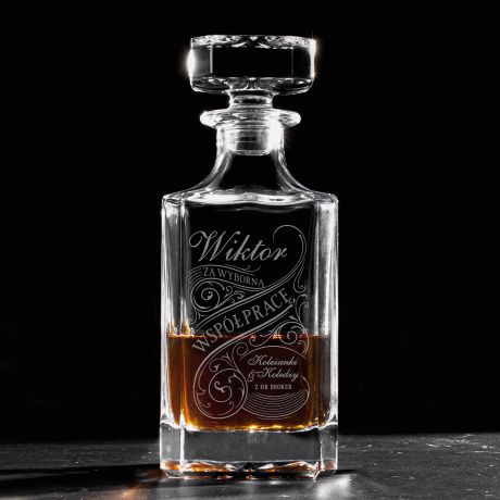 Karafka do whisky z grawerem ELEGANCKI PREZENT NA ODEJCIE Z PRACY