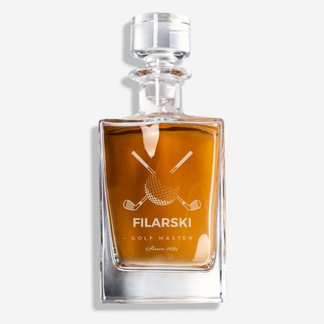 Karafka do whisky z grawerem  ELEGANCKI PREZENT DLA GOLFISTY elegancka karafka z grawerem na prezent dla fana golfa